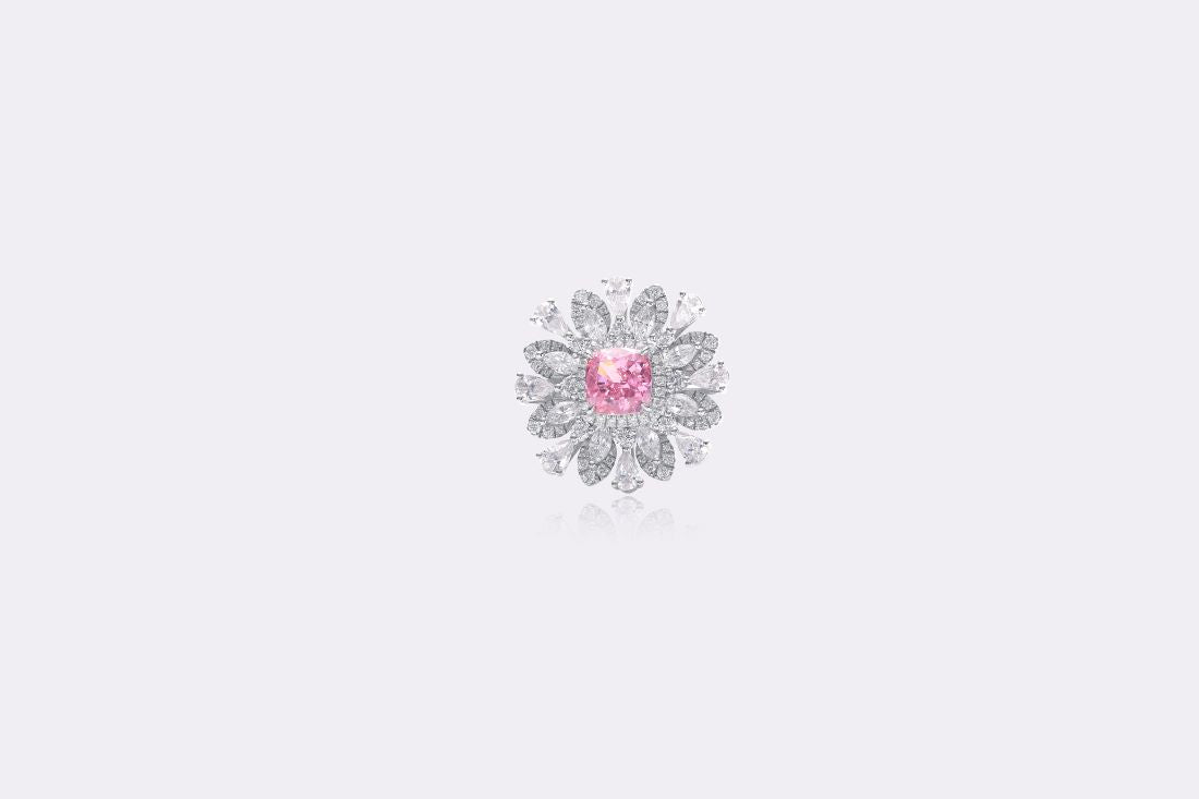 Pink Perfection: Lab-Created Pink Diamond Floral Ring