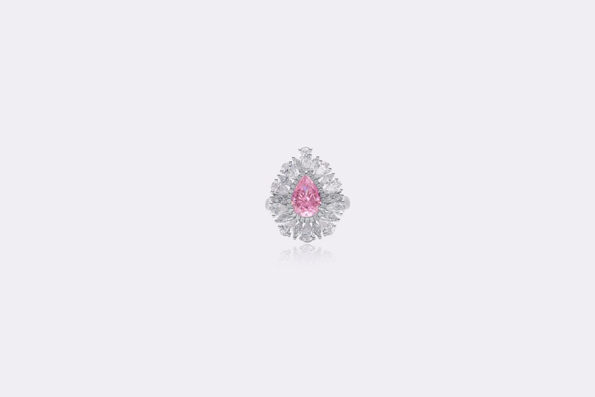 Blushing Bloom: The Lab-Created Pink Diamond Floral Ring