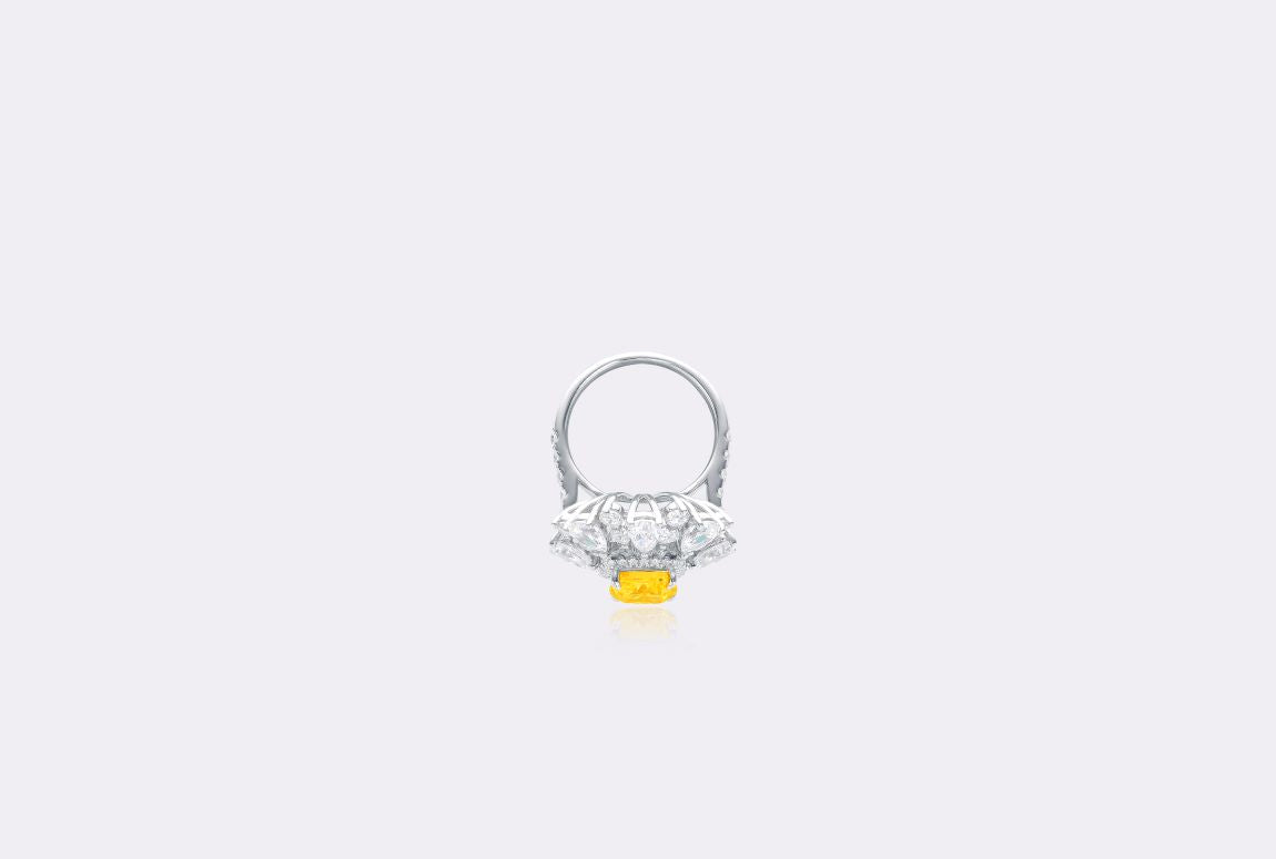 Sunshine Radiance: Lab-Created Yellow Diamond Halo Ring