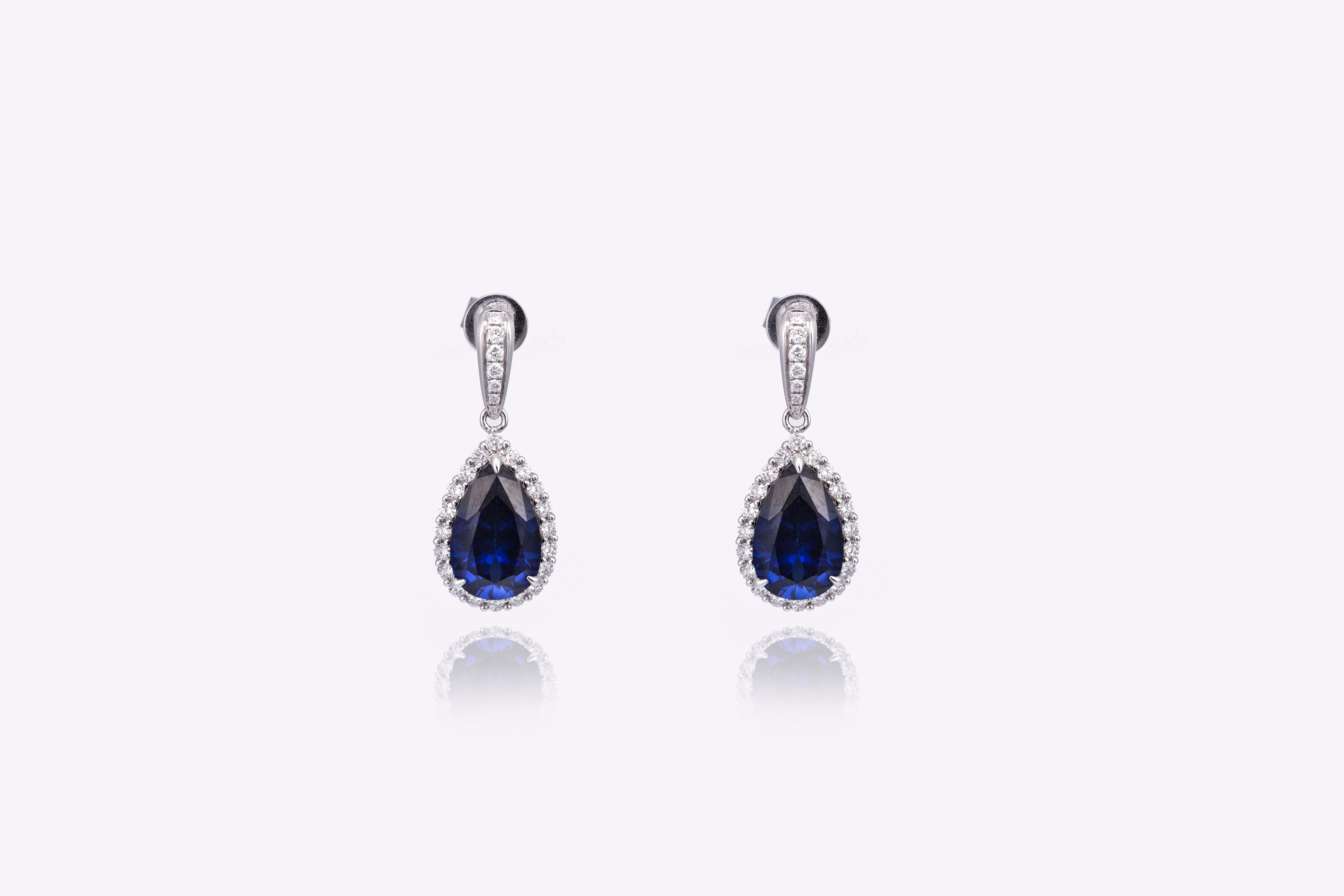 Majestic Blue: 2-Carat Lab-Grown Sapphire Drop Earrings