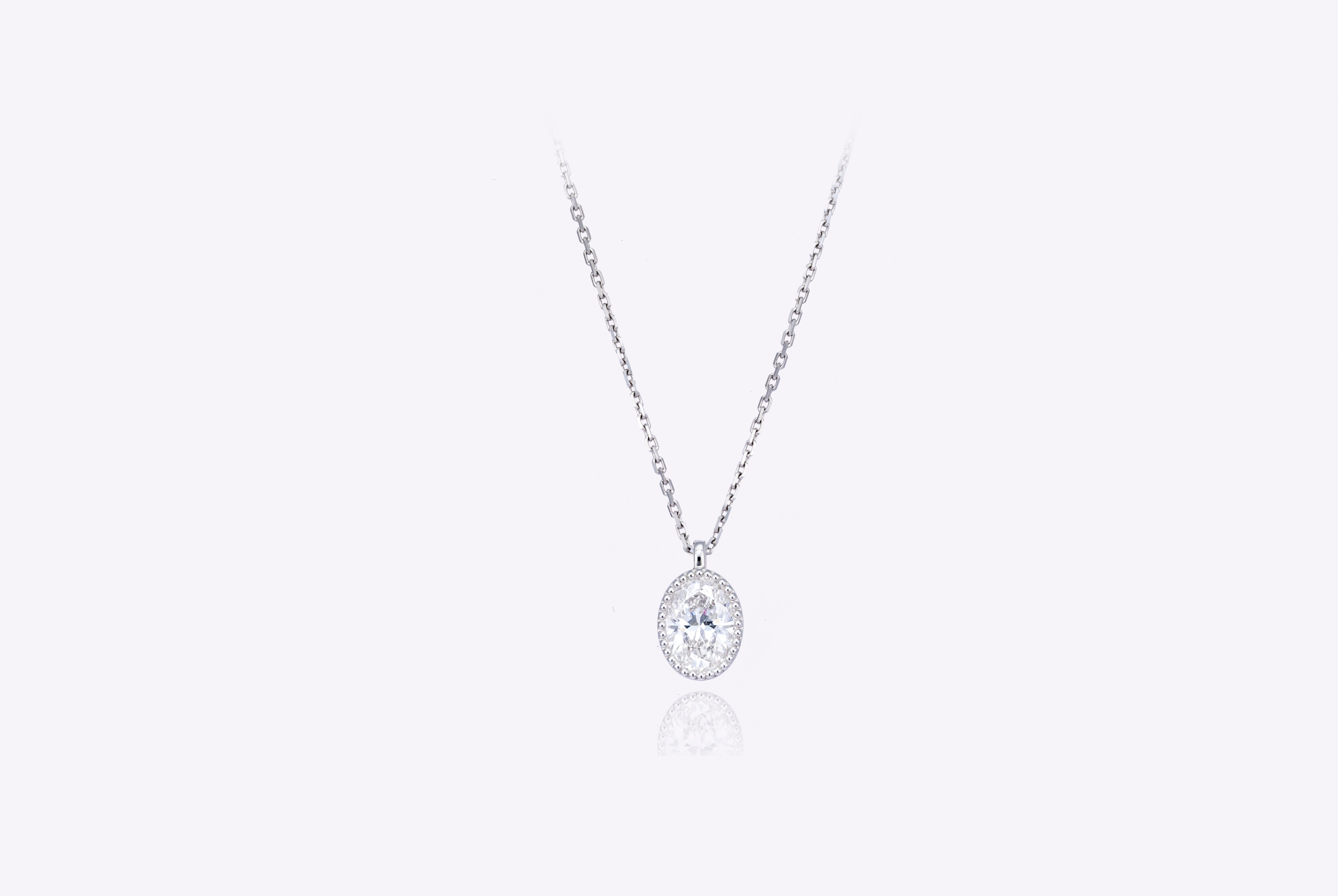 Luminous Embrace: 2 Carat Oval Lab-Grown Diamond Halo Pendant