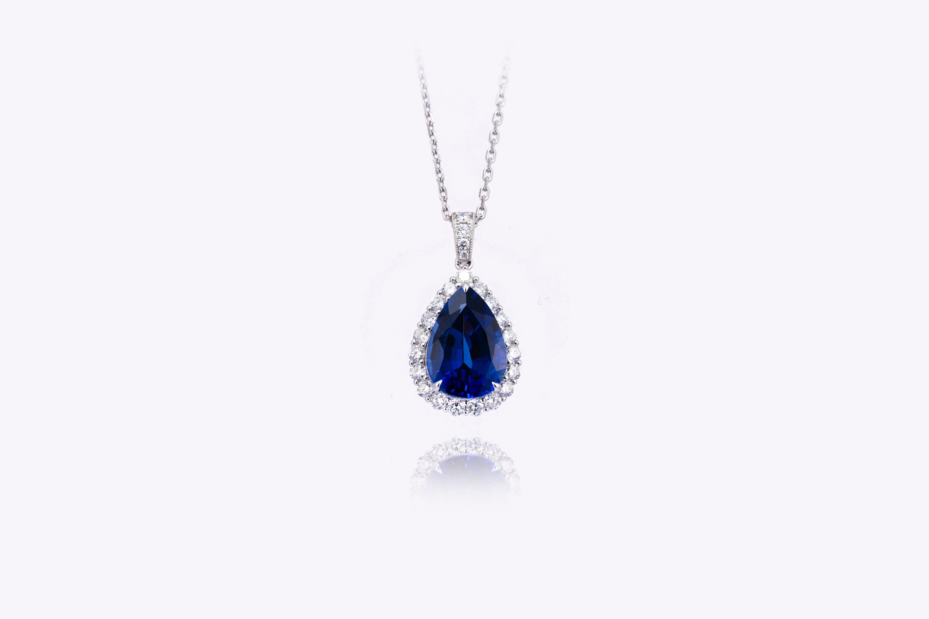 Majestic Blue: Lab-Grown Sapphire Teardrop Pendant