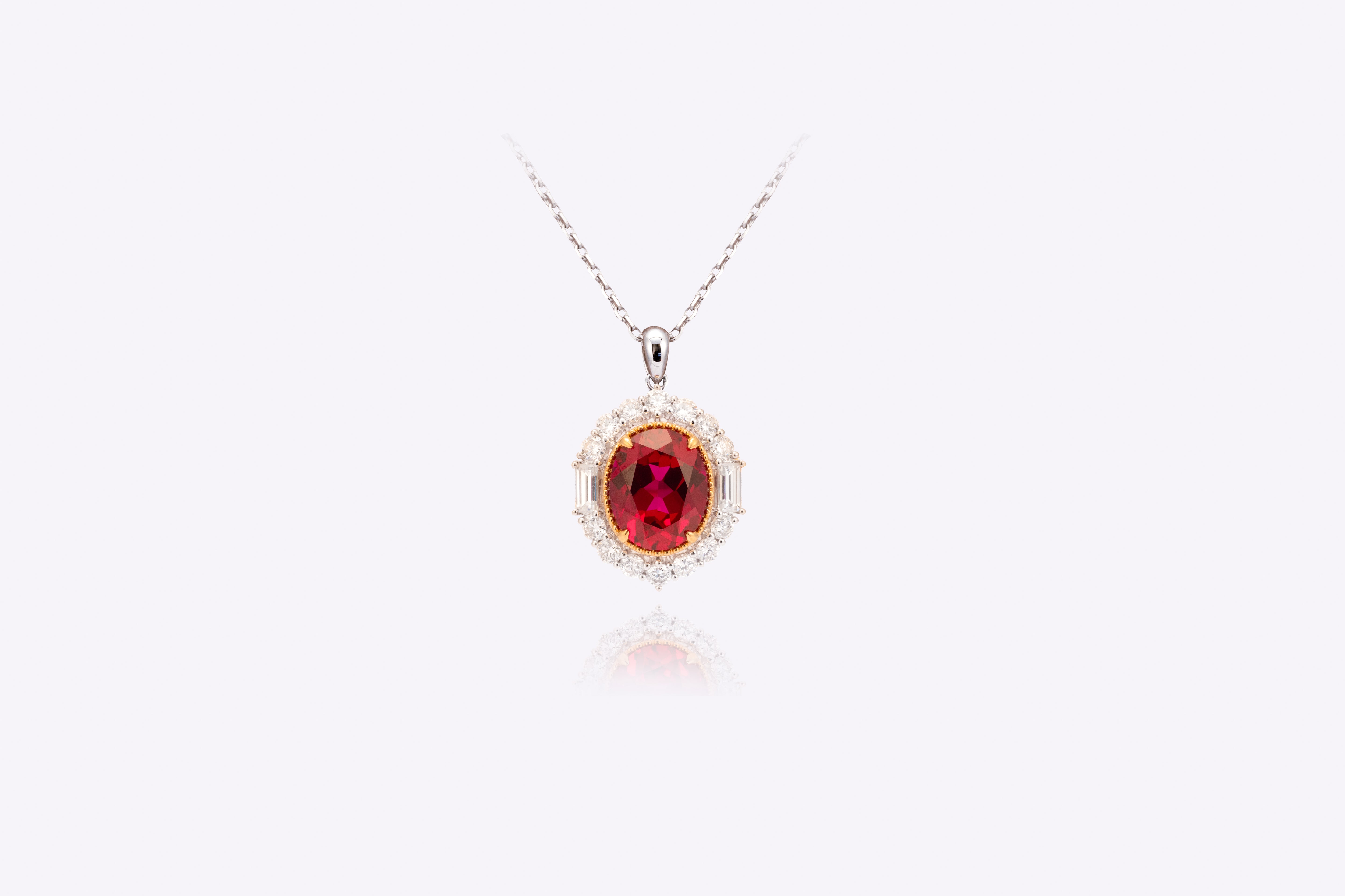 Royal Radiance: Lab-Grown Ruby Halo Pendant