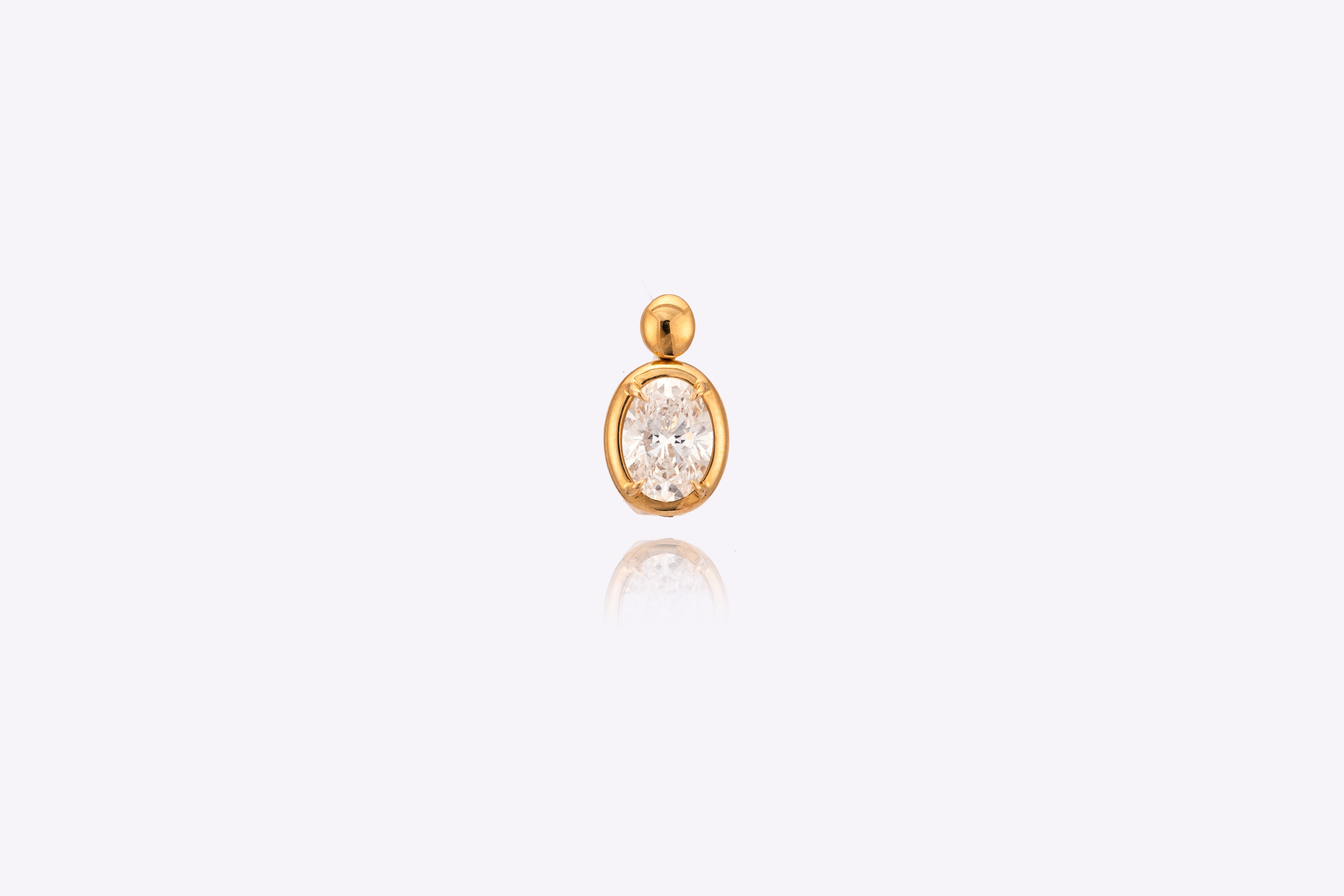 Golden Glow: Oval-Cut Lab-Grown Diamond Bezel Pendant