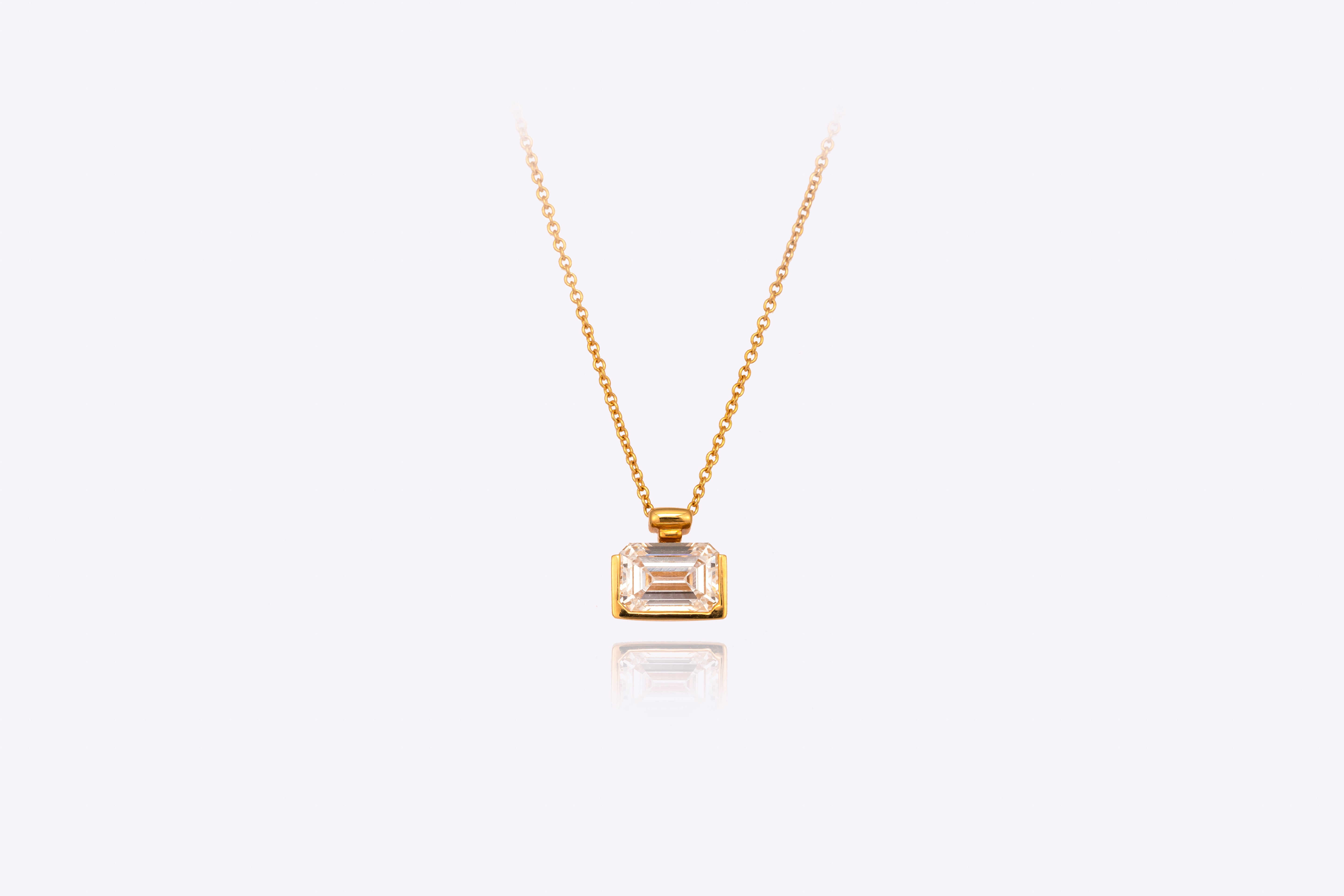 Radiant Elegance: 2 Carat Emerald-Cut Lab-Grown Diamond Pendant