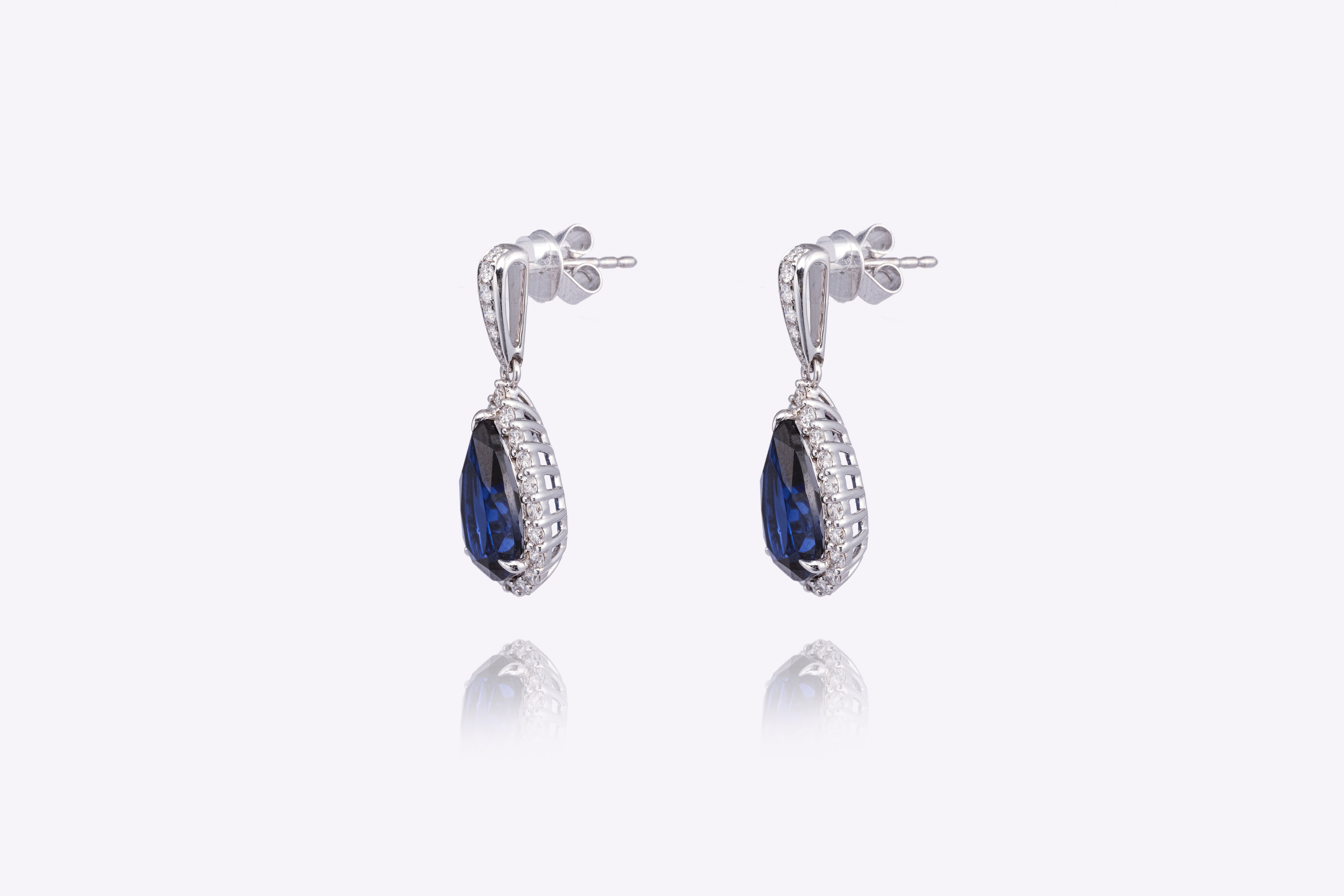 Majestic Blue: 2-Carat Lab-Grown Sapphire Drop Earrings