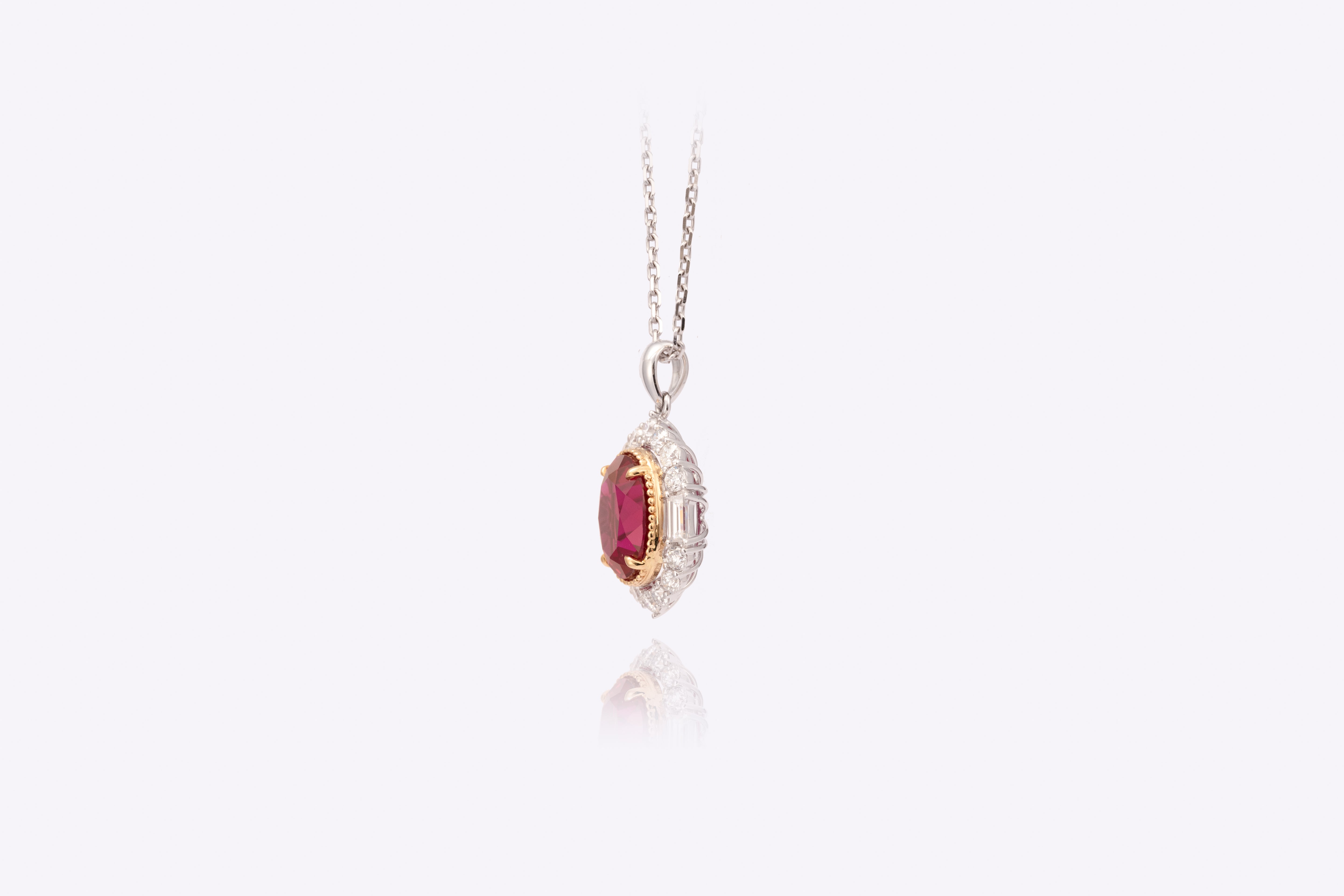 Royal Radiance: Lab-Grown Ruby Halo Pendant