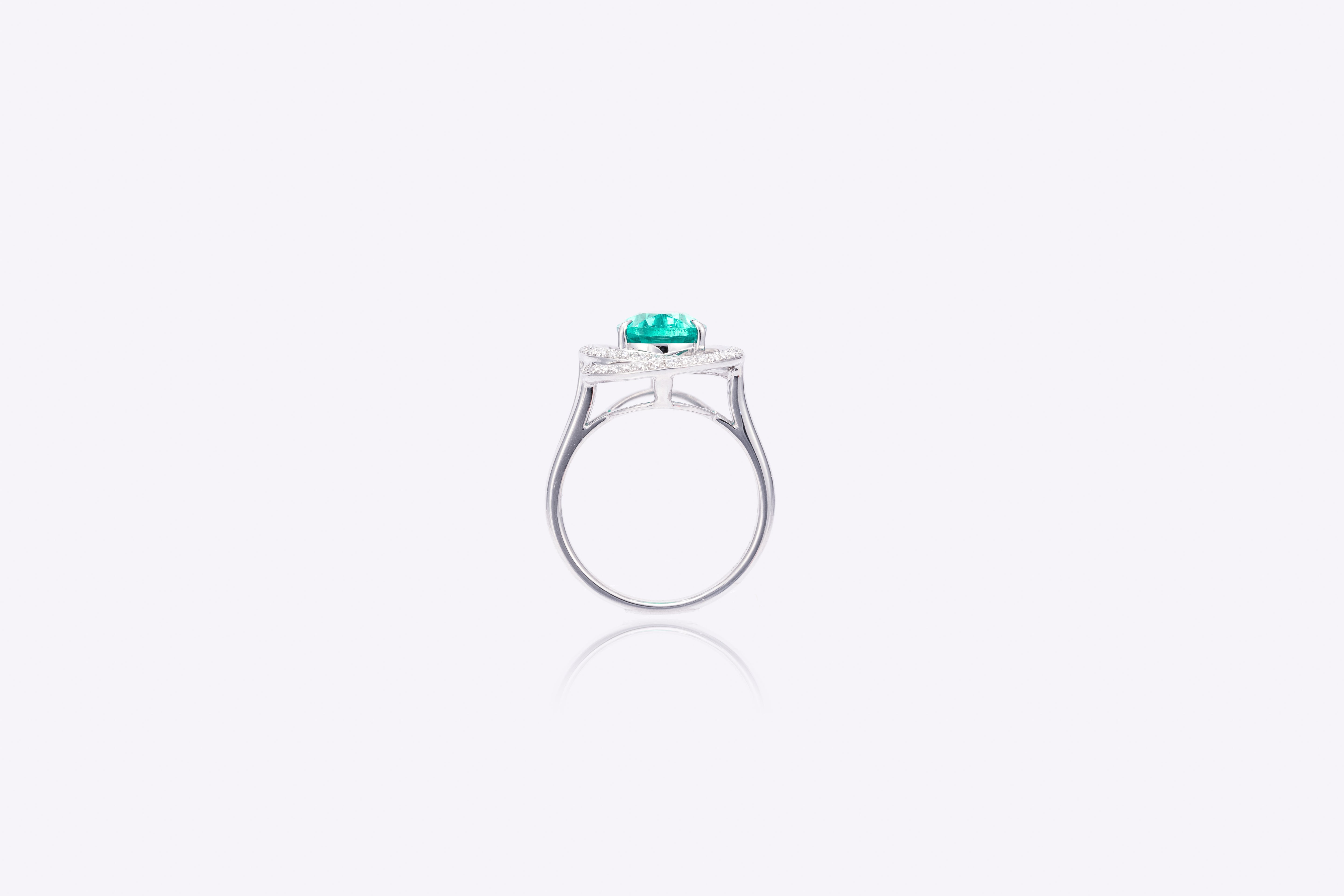 Ethereal Azure Dream: Lab-Grown Emerald Ring with Double Halo