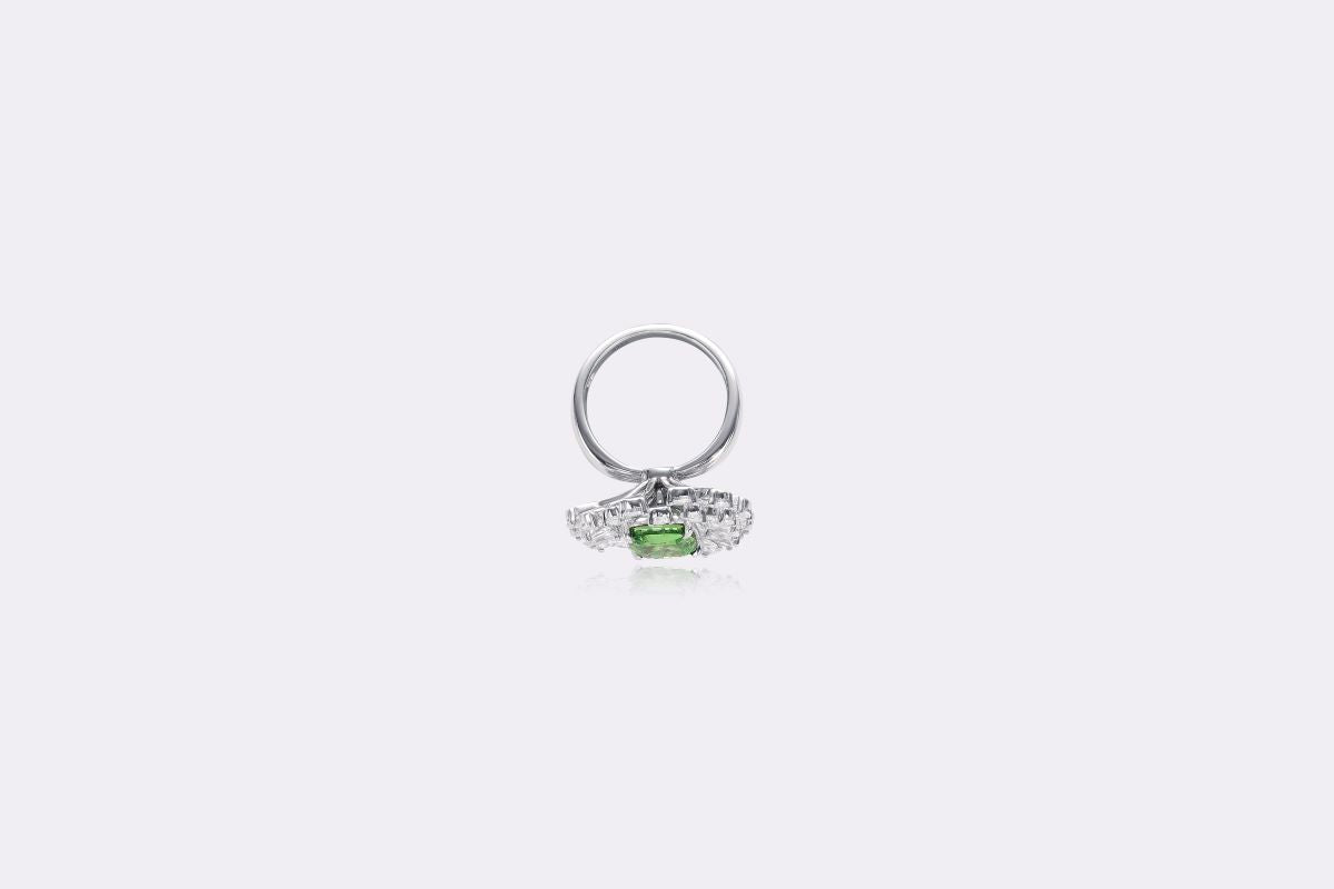 Verdant Vision: Lab-Created Green Diamond Floral Ring