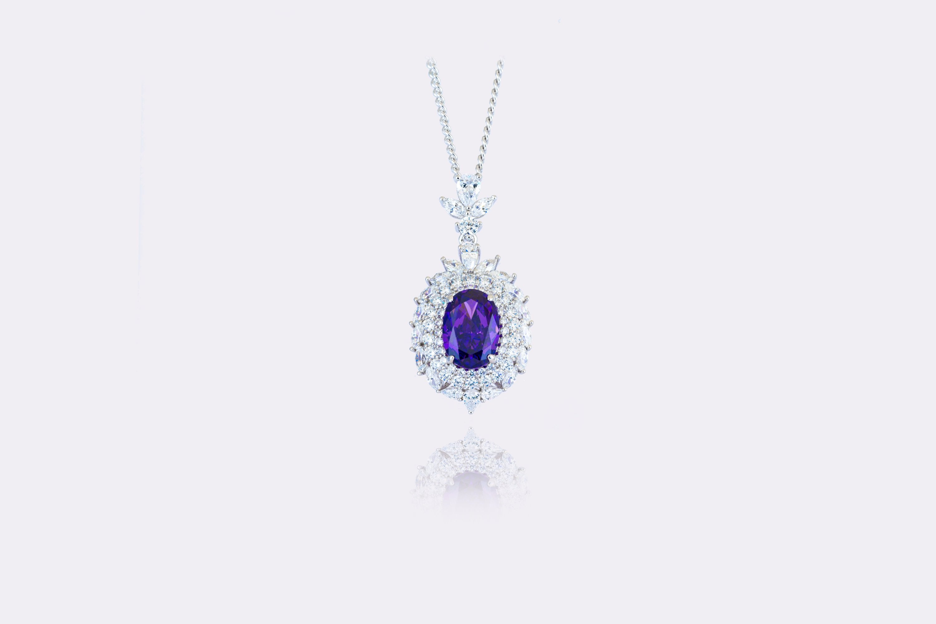 Amethyst Aura: Dazzling Amethyst and Diamond Pendant