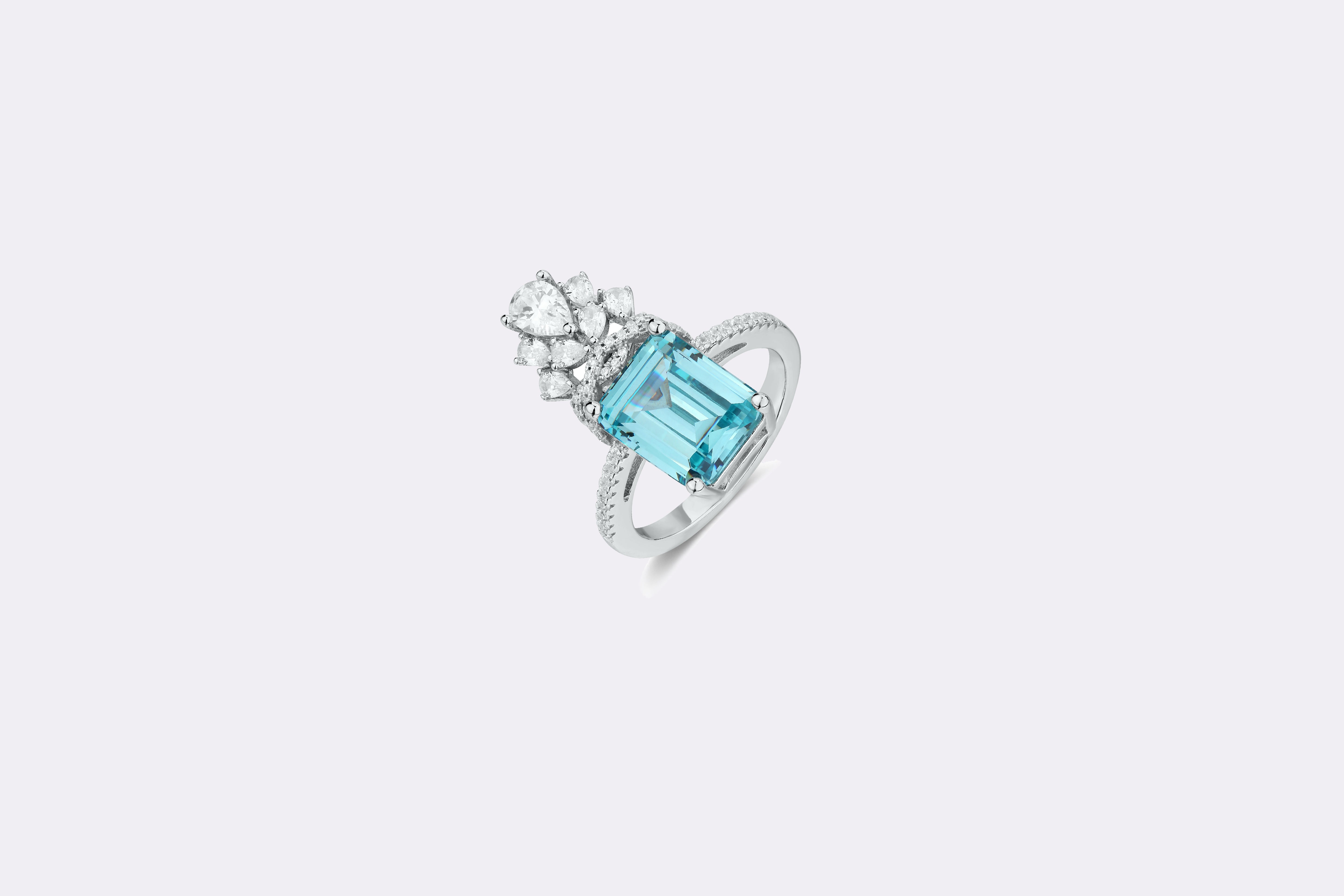 Aquamarine Splendor Engagement Ring