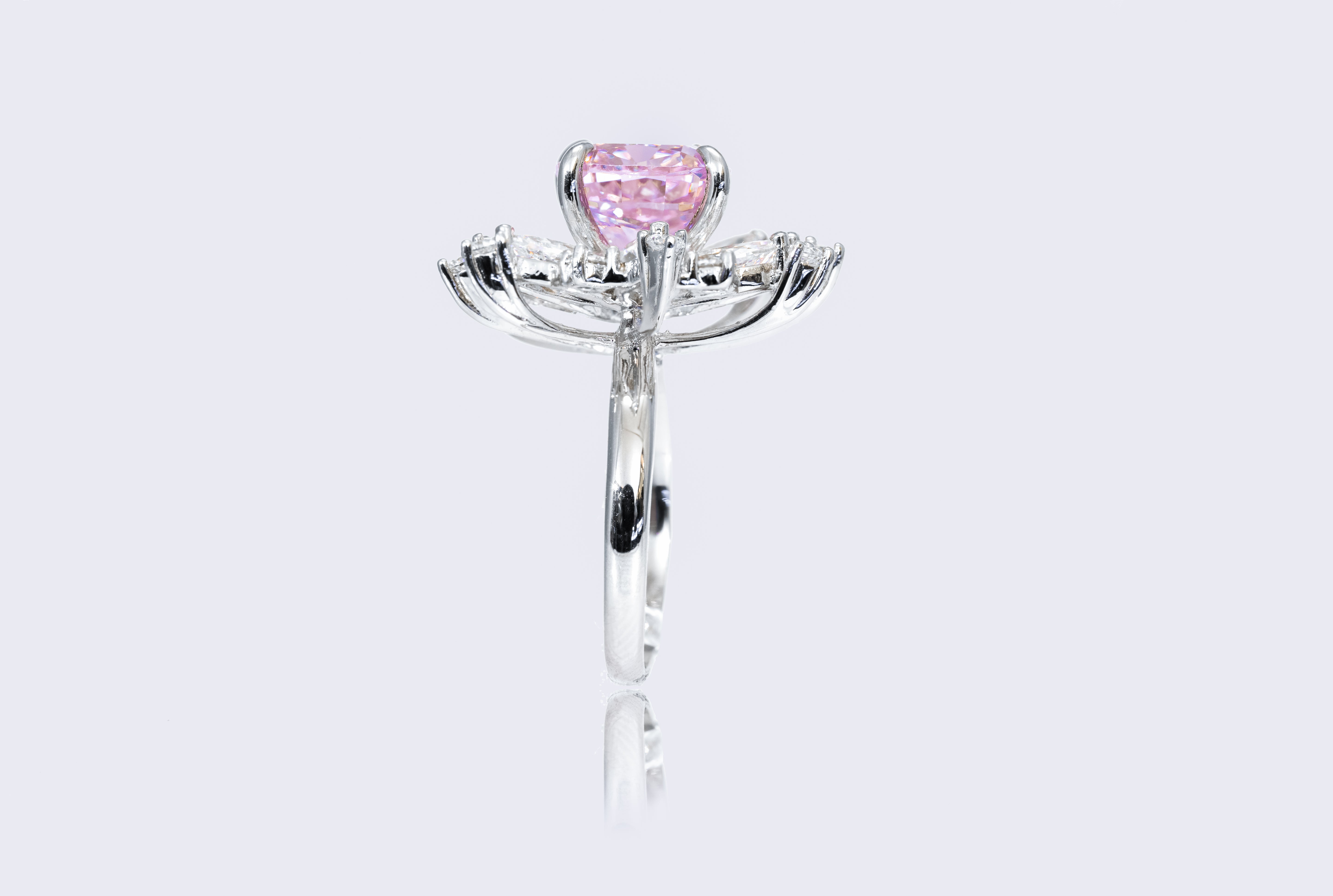 Celestial Pink Diamond Silver Ring