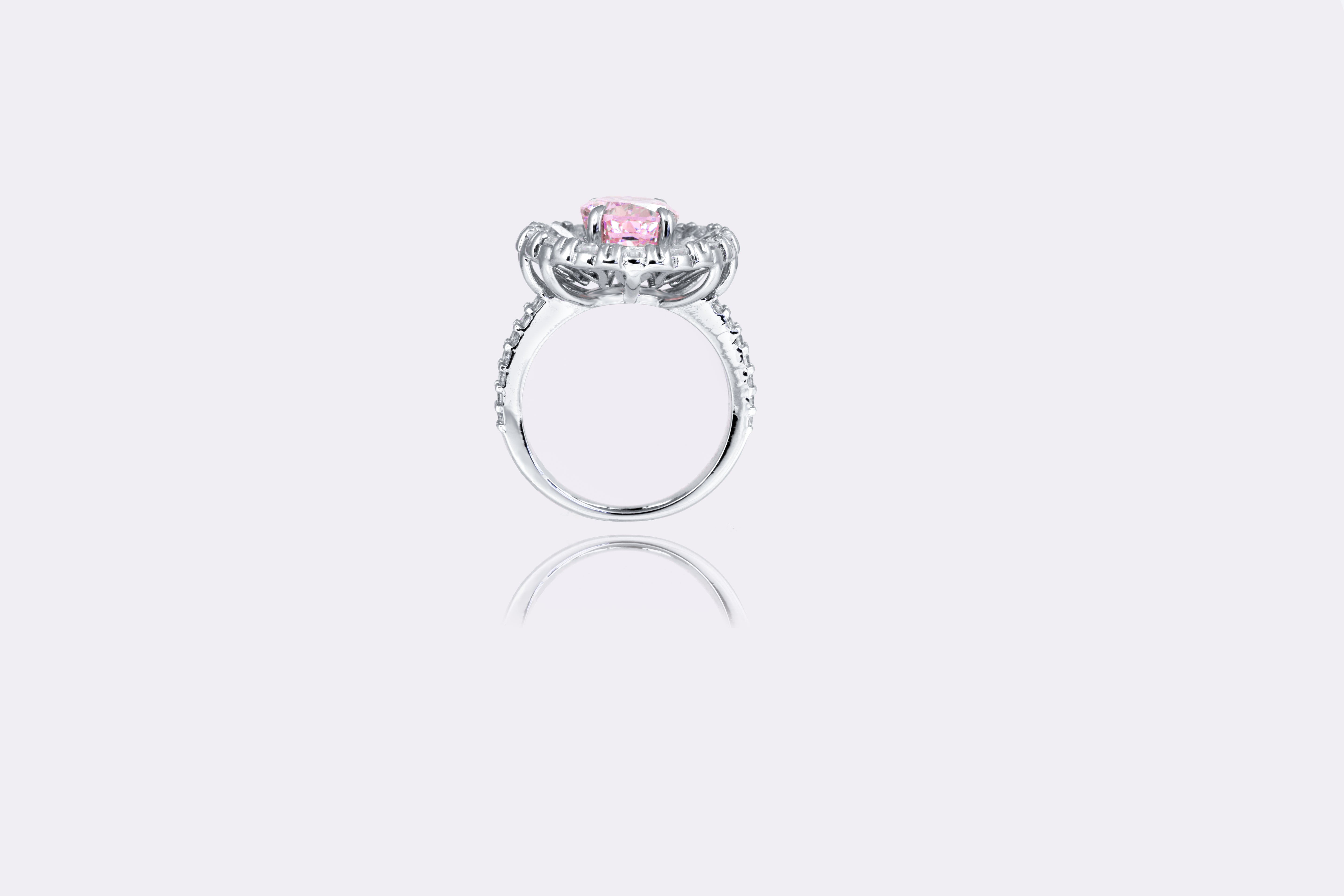 Enchanting Pink: Lab-Created Diamond Halo Ring