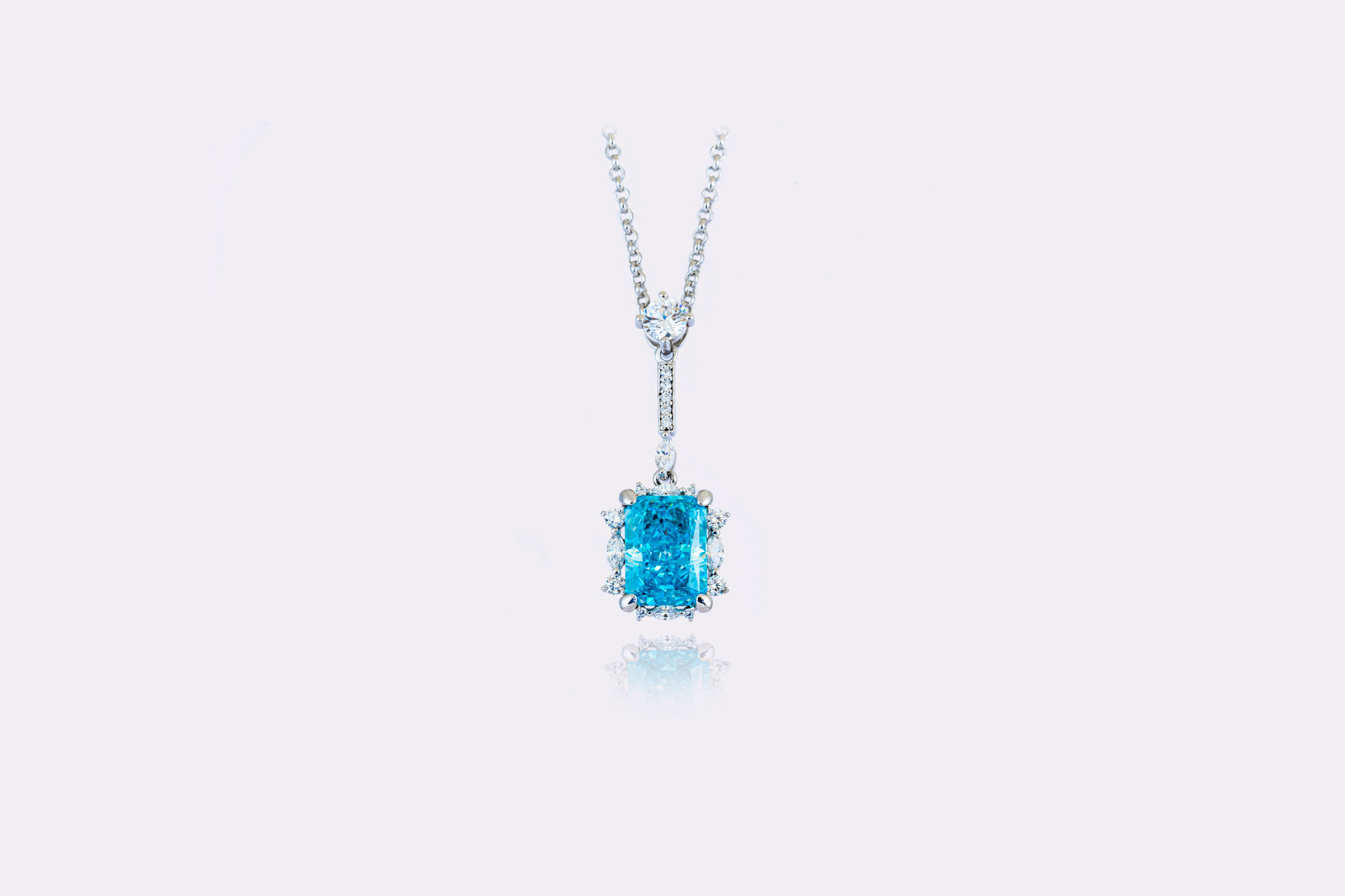 Elegant Blue Topaz and Diamond Pendant