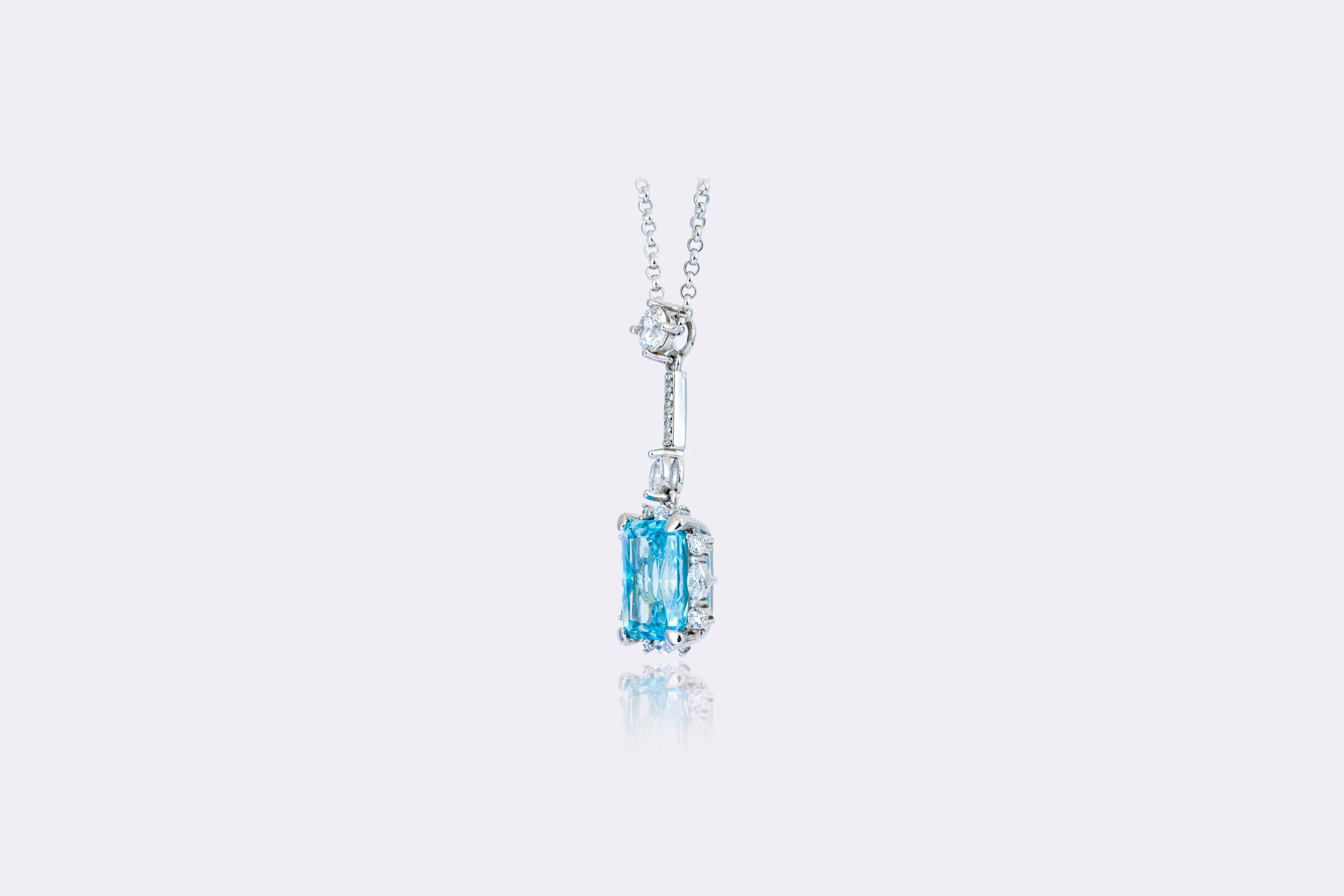 Elegant Blue Topaz and Diamond Pendant