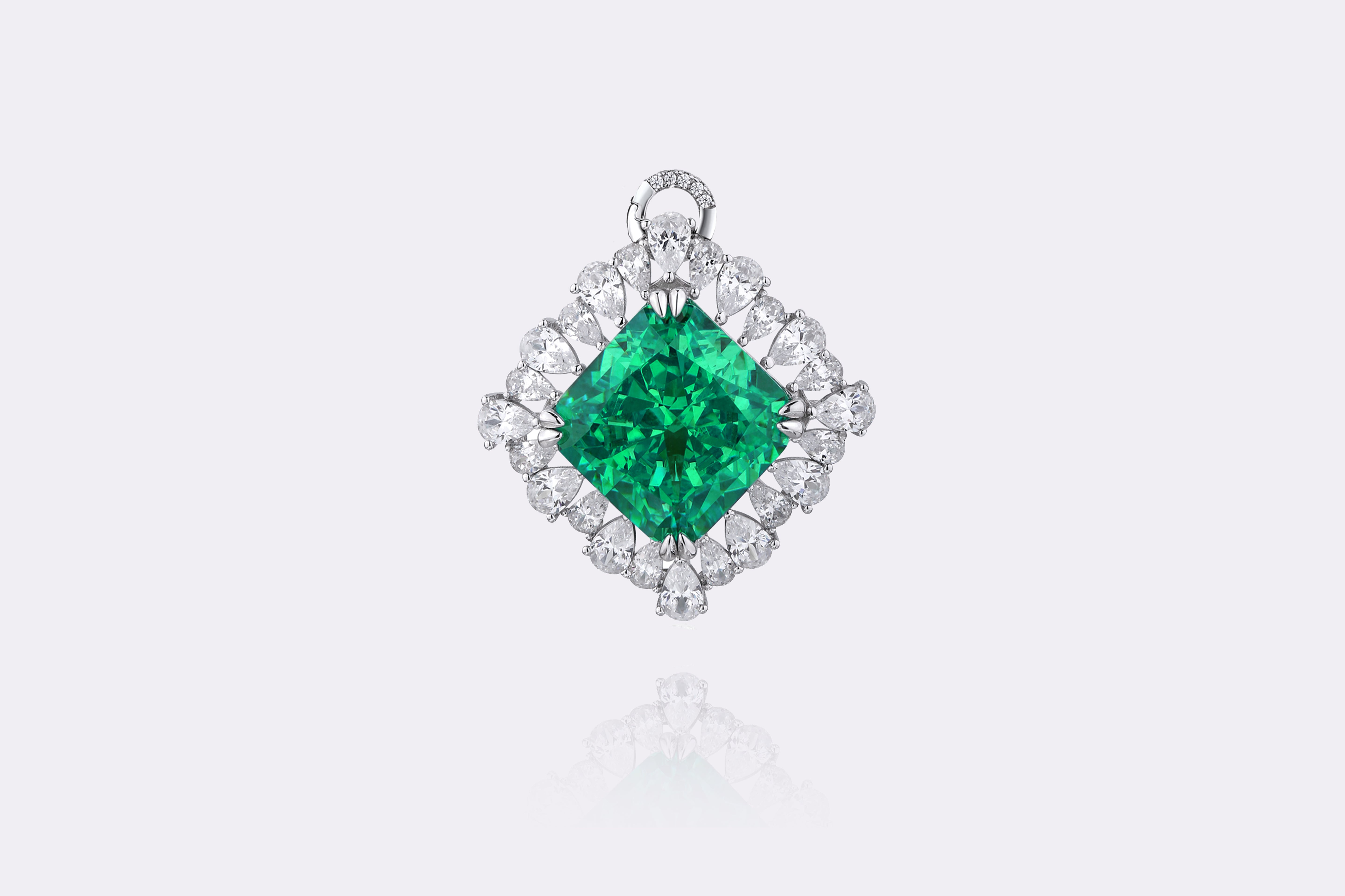 Emerald Radiance Diamond Halo Pendant