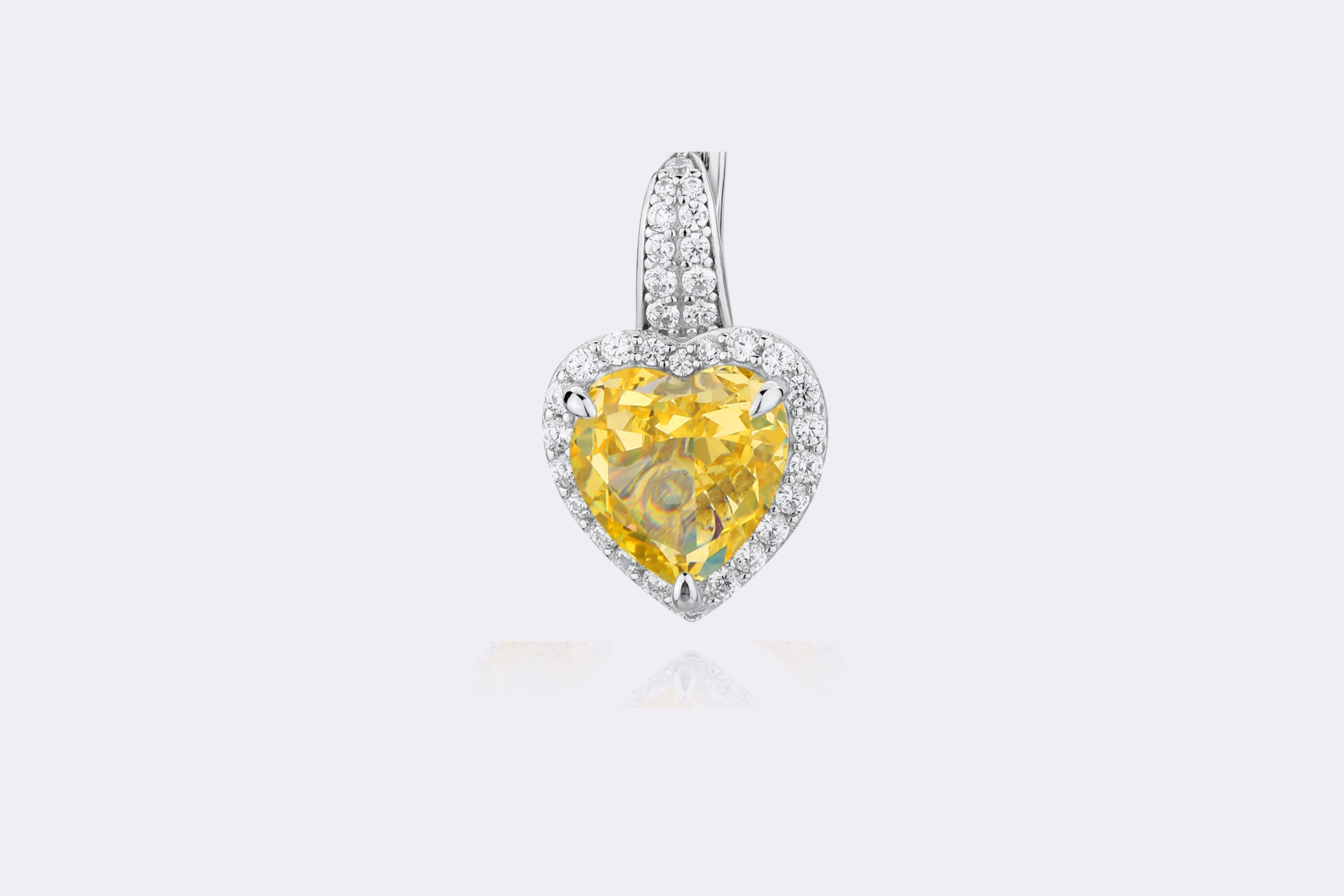 Golden Heart Diamond Drop Earrings