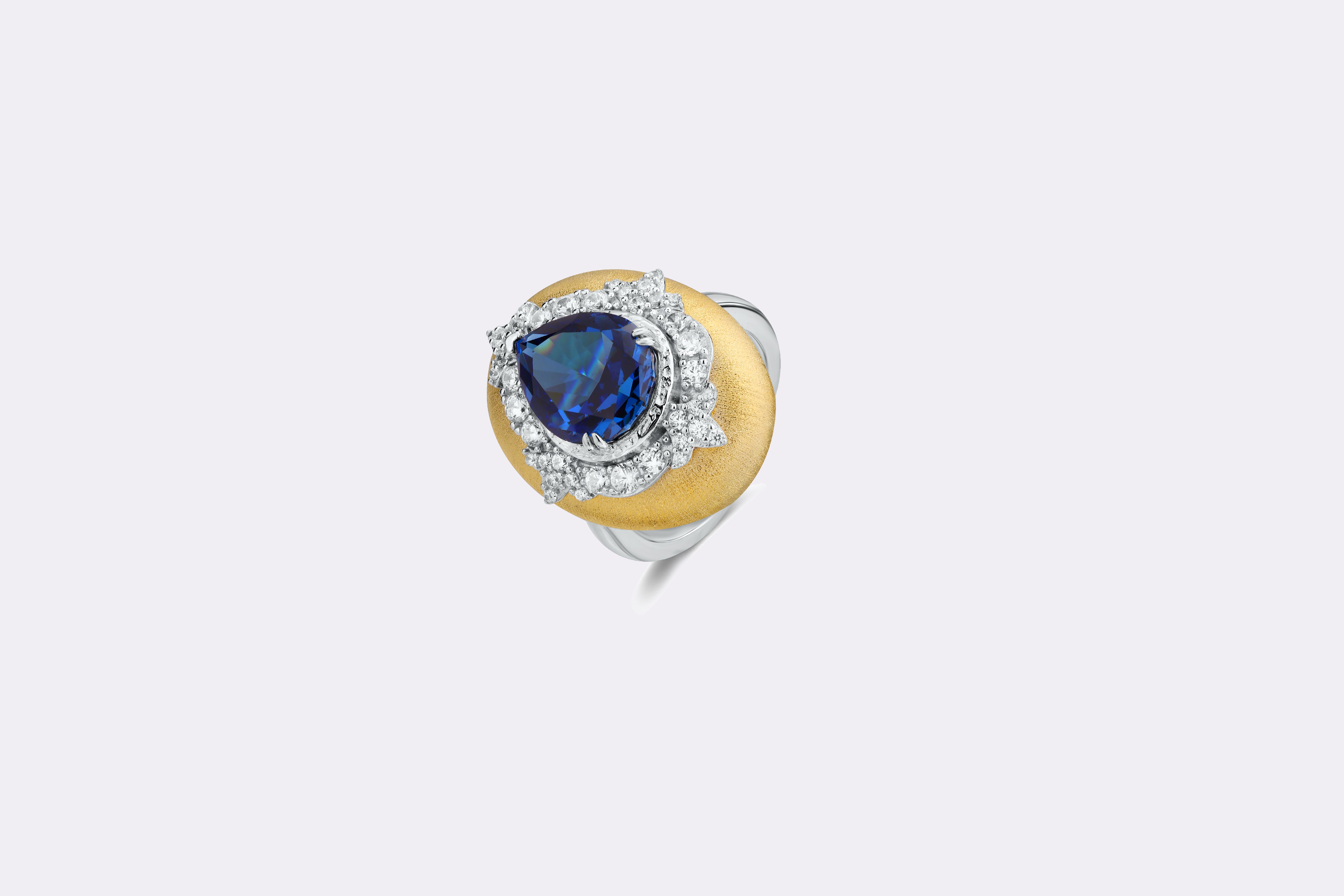 Midnight Blossom Sapphire Ring