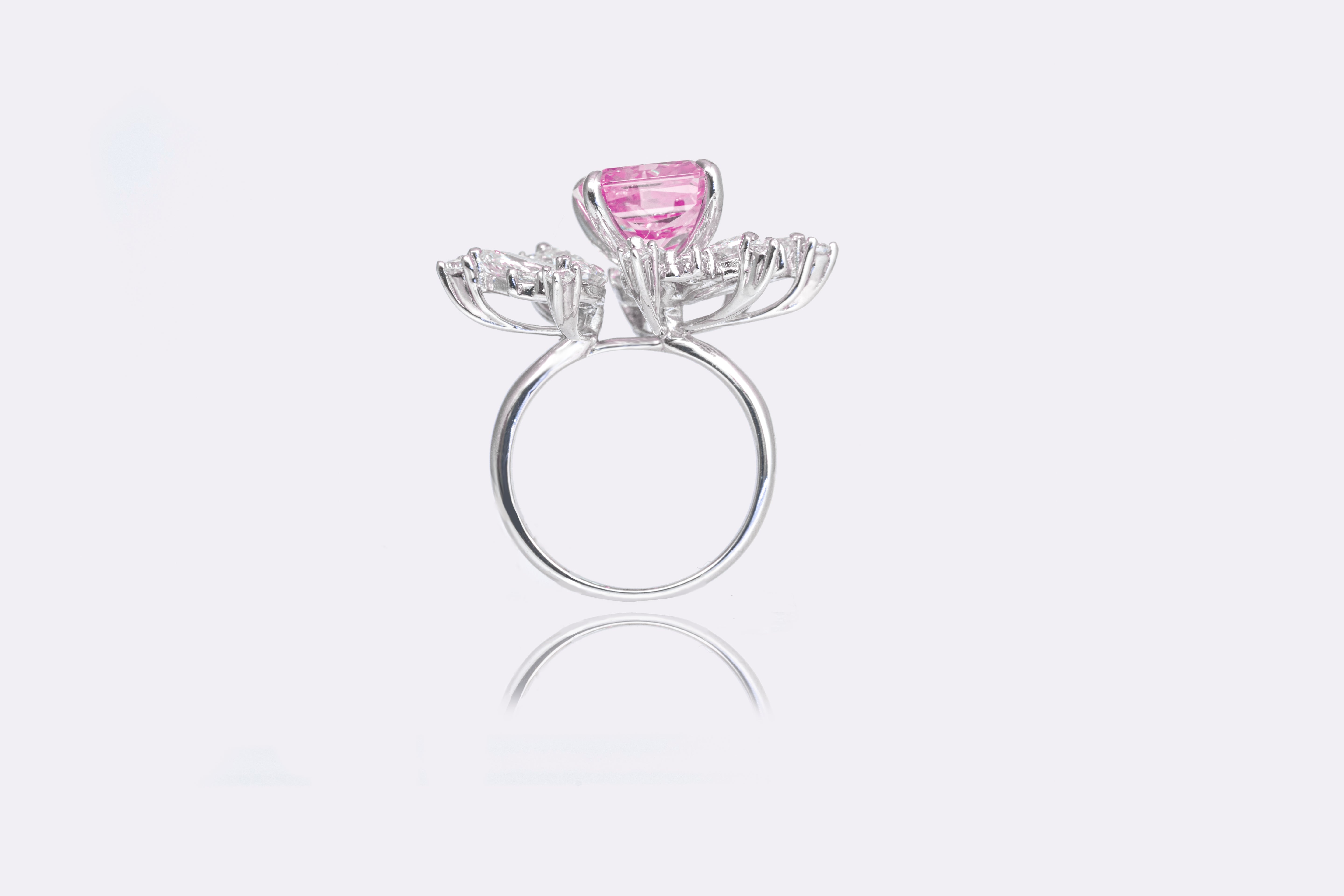 Celestial  Pink Diamond Silver Ring