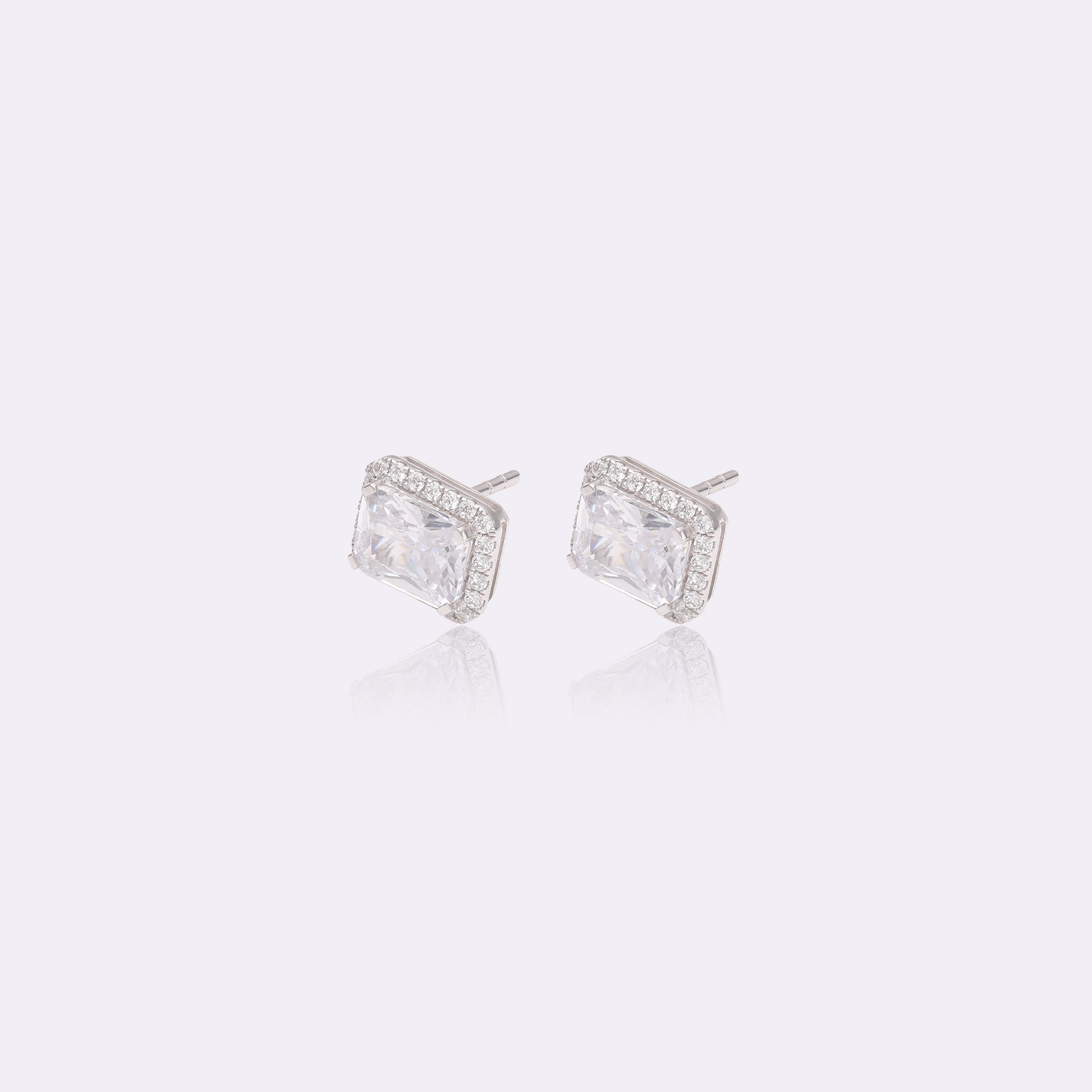 Radiant Emerald Halo Lab-Grown Studs