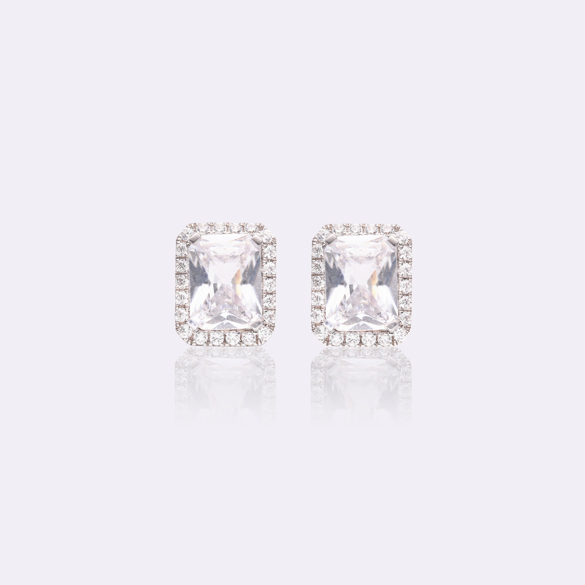 Radiant Emerald Halo Lab-Grown Studs 1