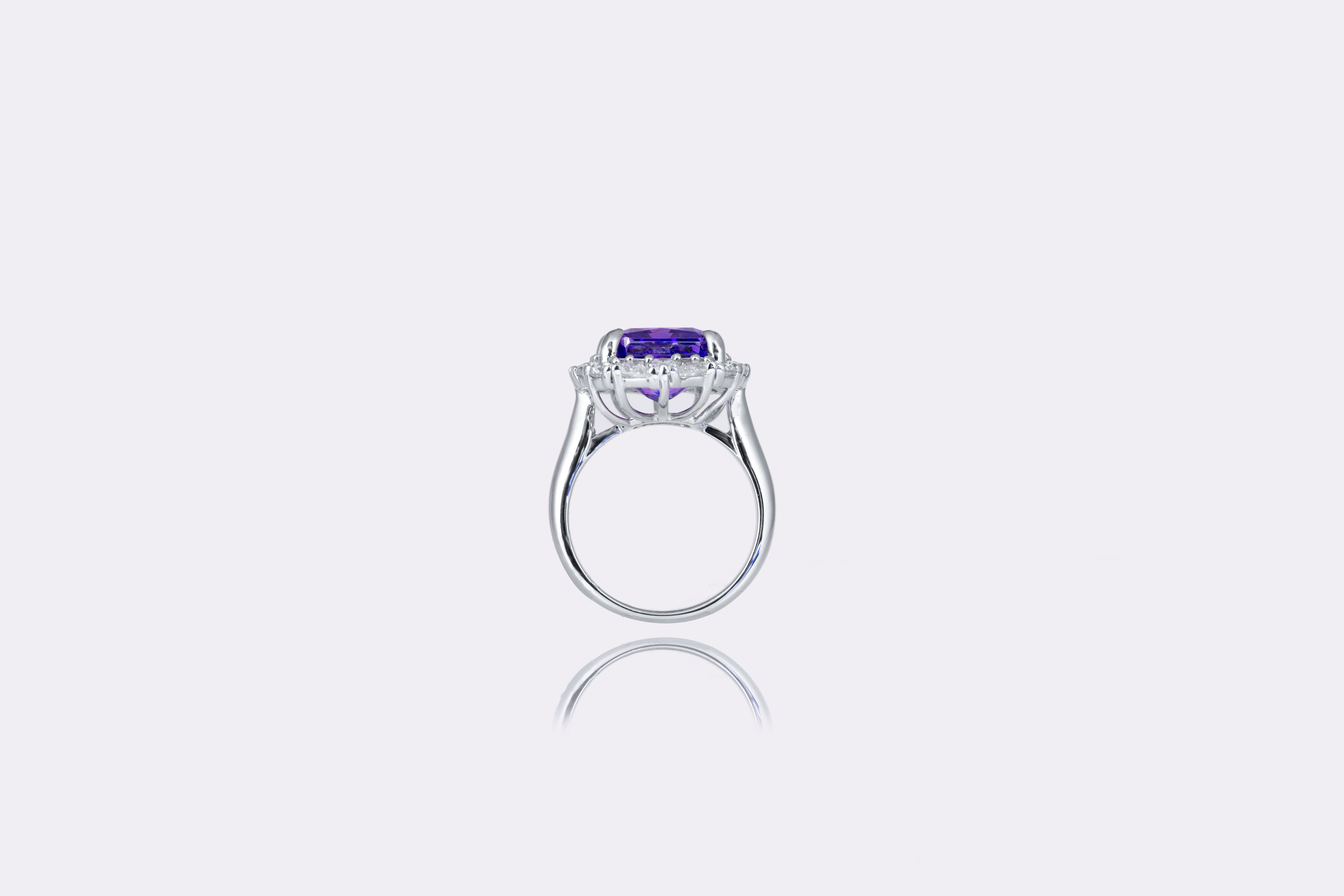 Radiant Purple Diamond Halo Ring 