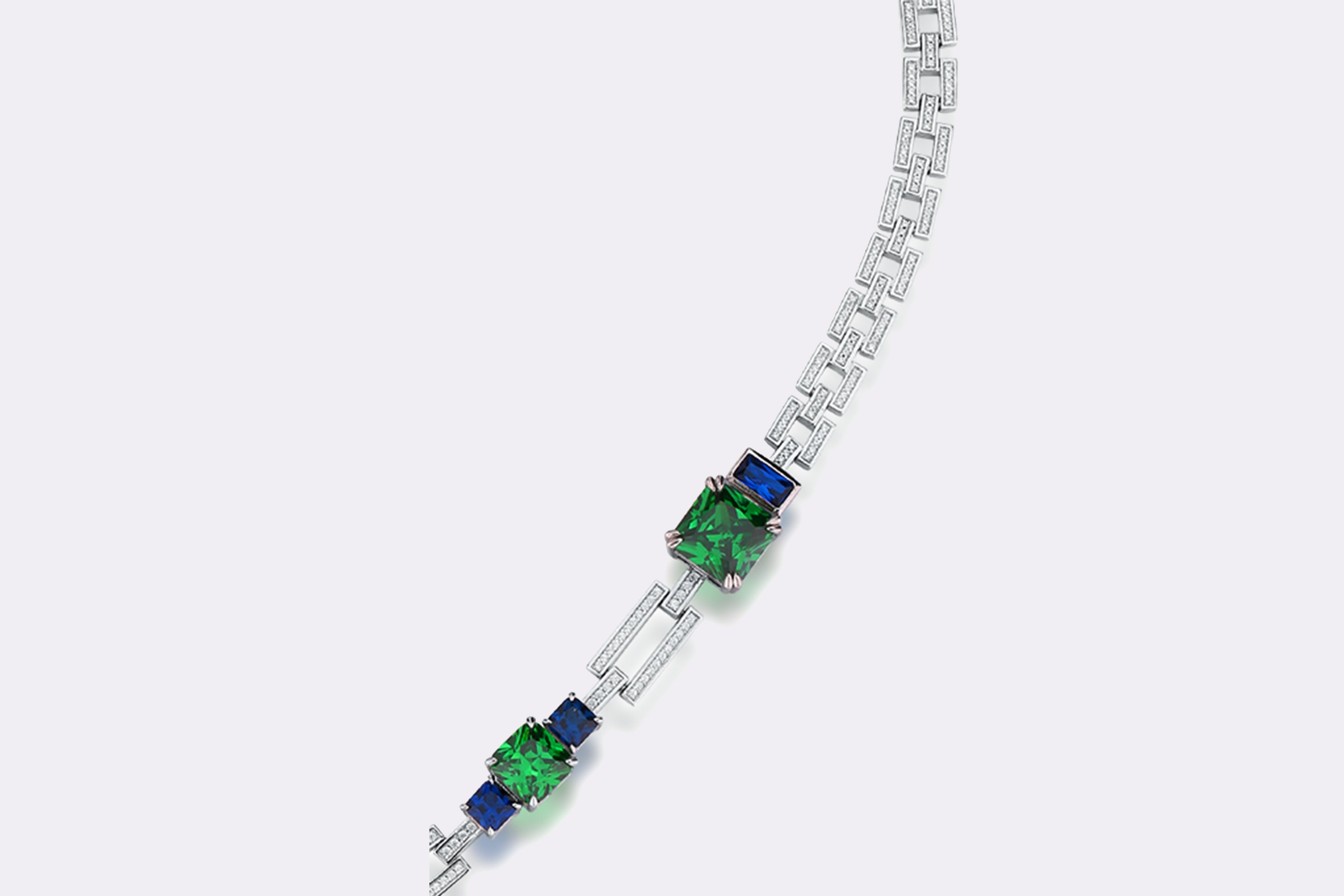 Sapphire and Emerald Symphony Necklace 