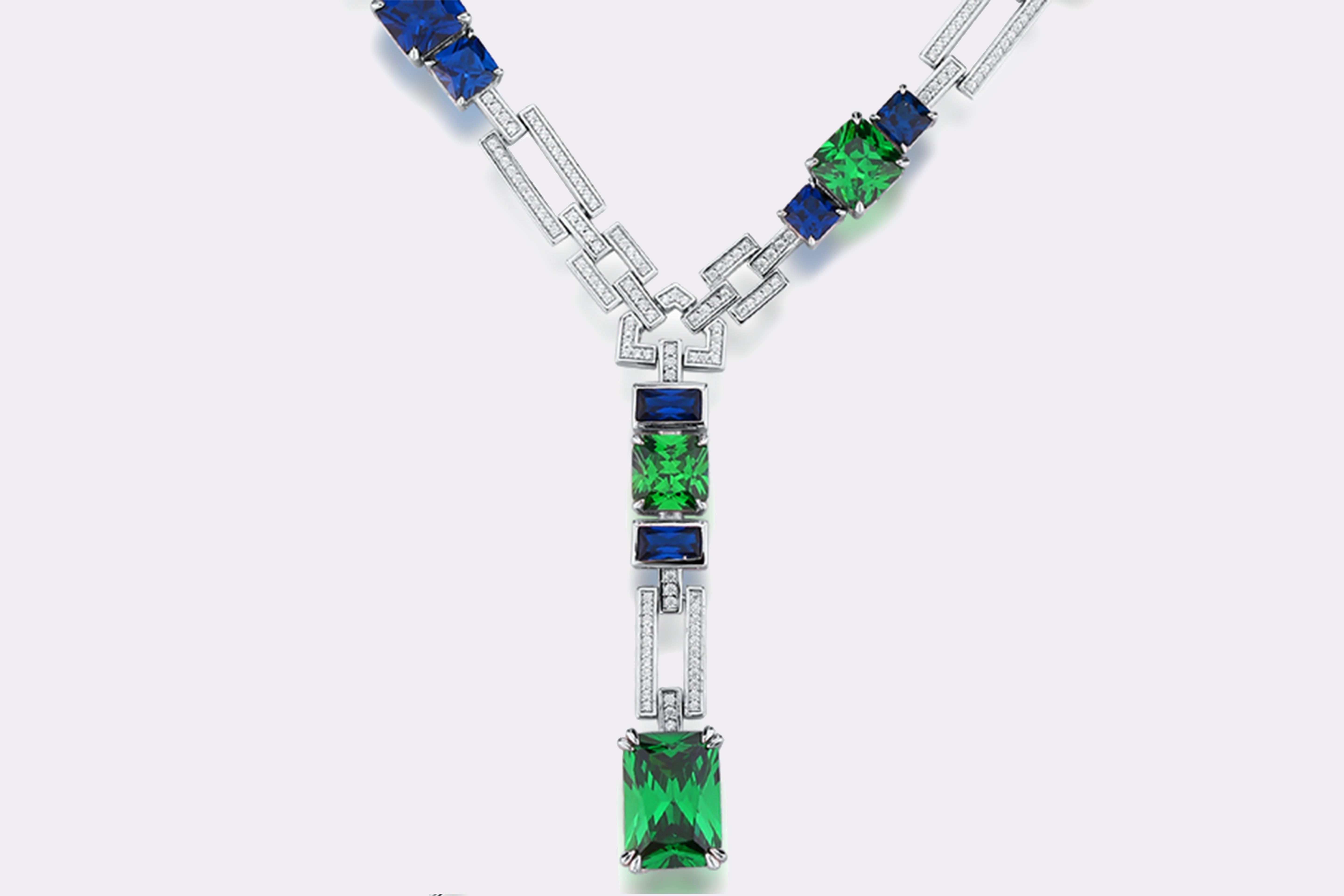 Sapphire and Emerald Symphony Necklace 