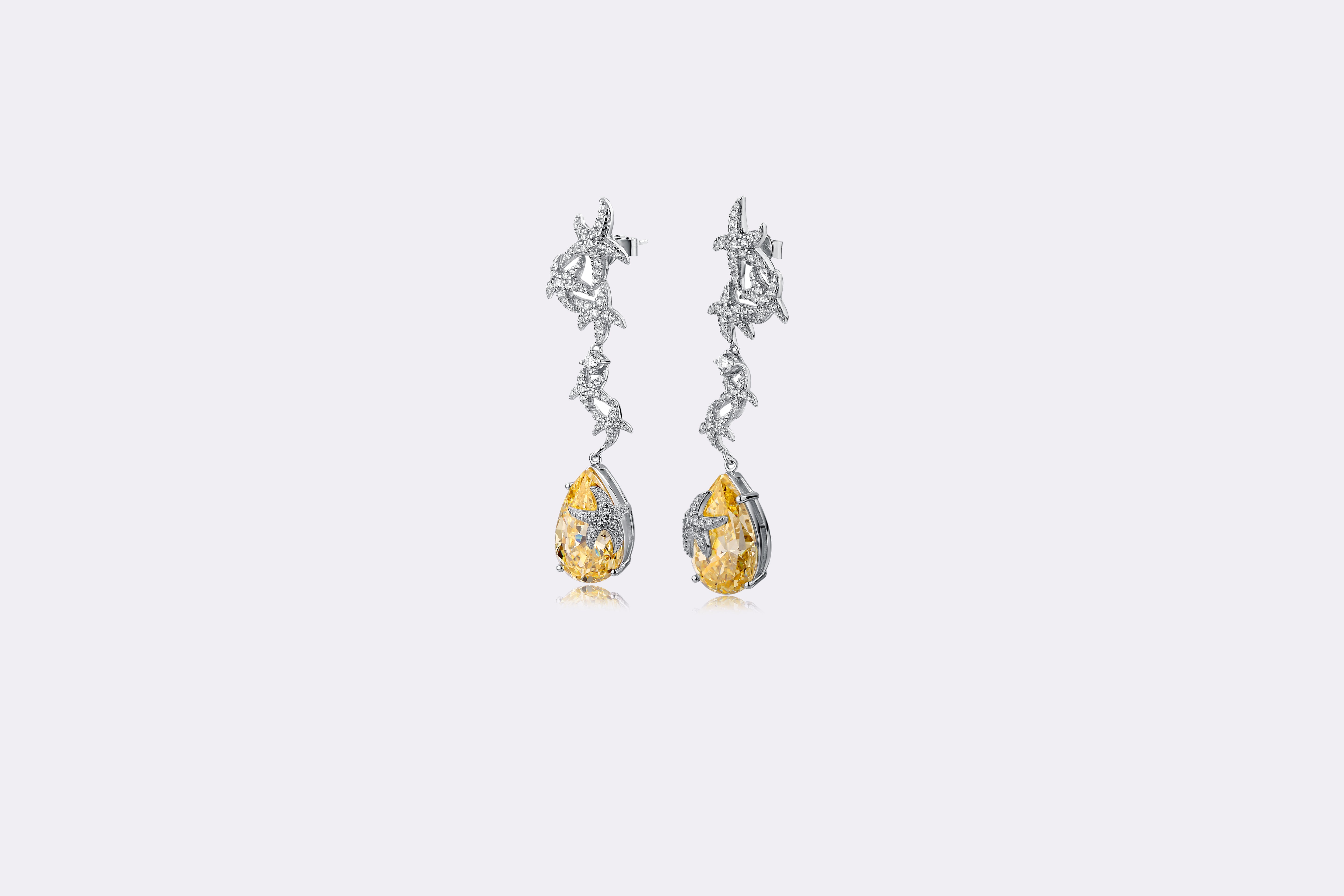 Starry Night Yellow Apatite Drop Earrings