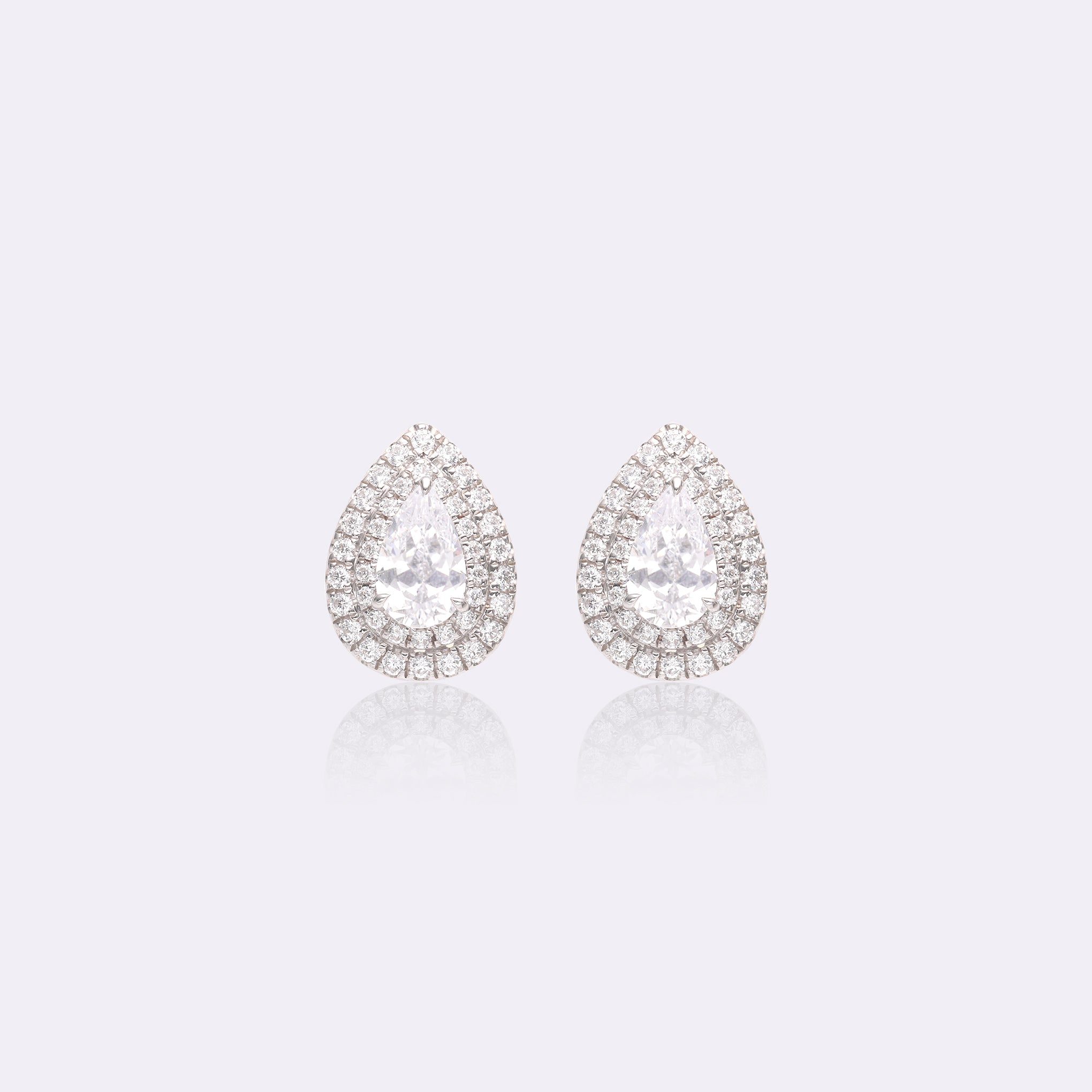 Teardrop Elegance Halo Studs with Lab-Grown Diamonds