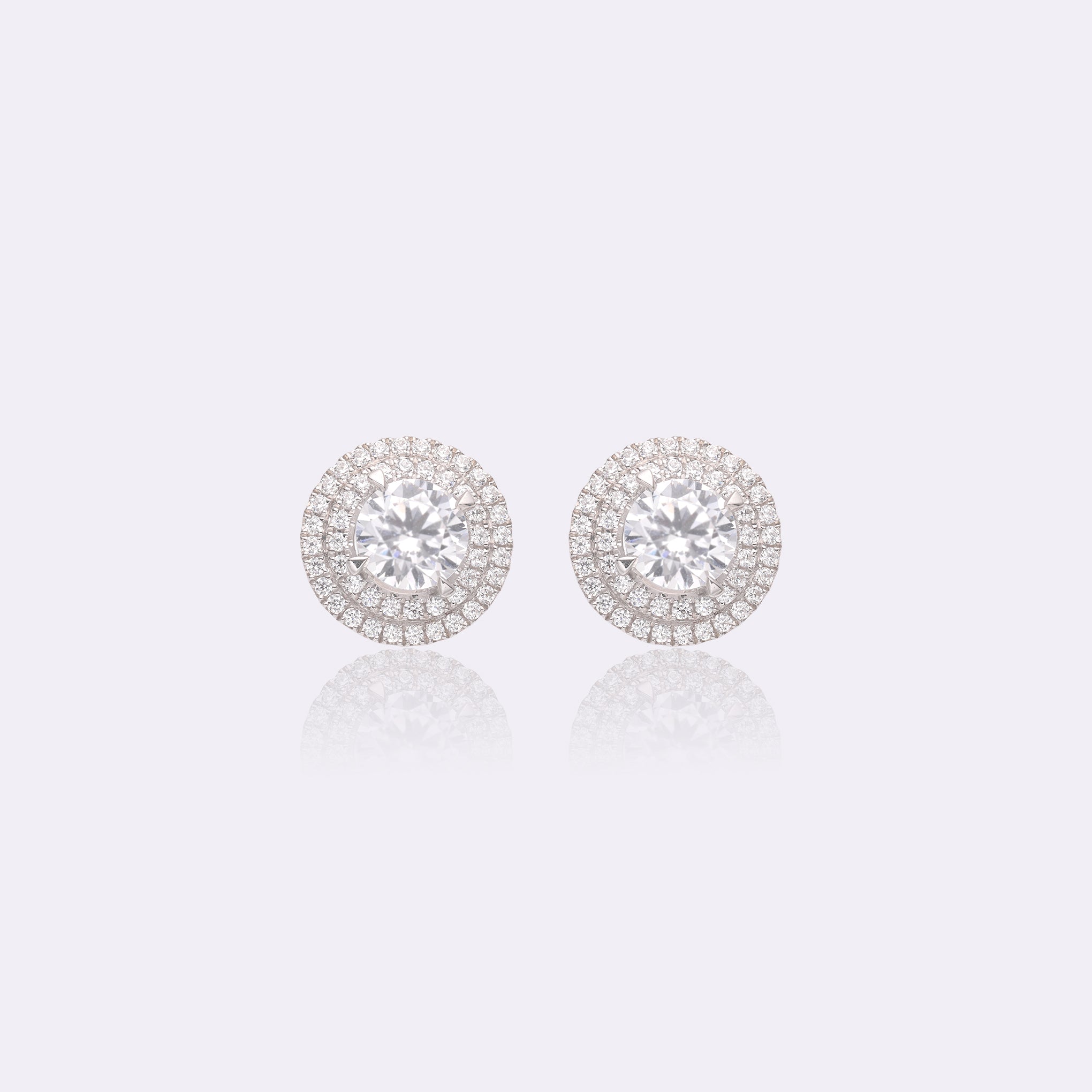 Infinite Shine: Double Halo Round-Cut Diamond Earrings