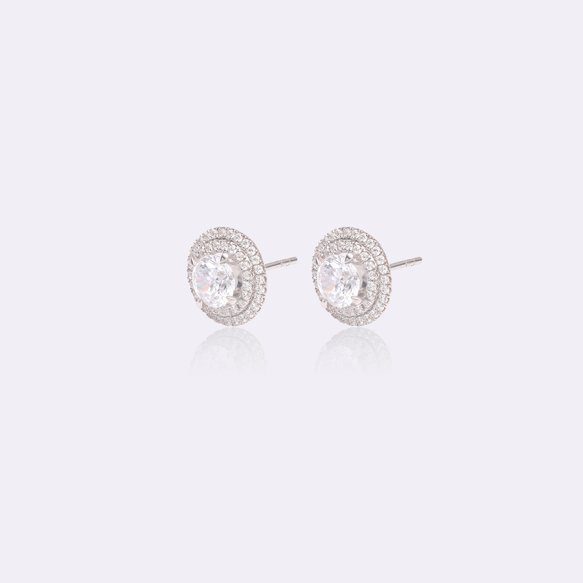 Infinite Shine: Double Halo Round-Cut Diamond Earrings